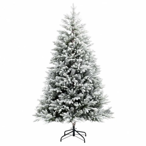 VidaXL Sztuczna choinka z zawiasami 210 cm PVC i Metal Zielono-biały