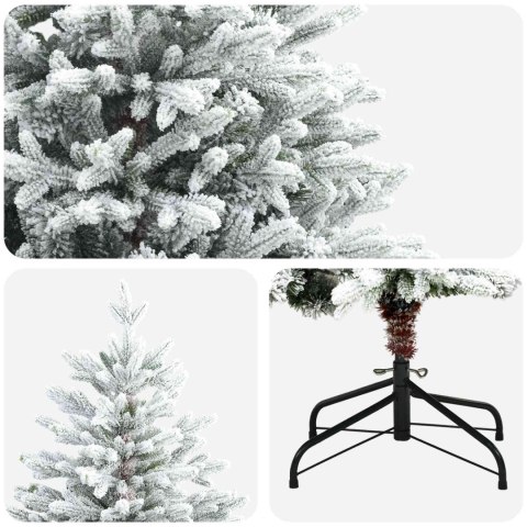 VidaXL Sztuczna choinka z zawiasami 210 cm PVC i Metal Zielono-biały