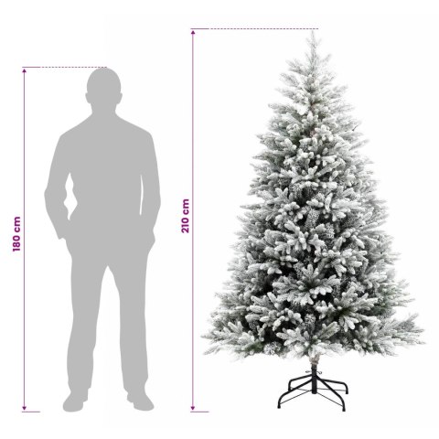 VidaXL Sztuczna choinka z zawiasami 210 cm PVC i Metal Zielono-biały