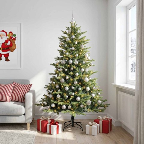 VidaXL Sztuczna choinka z bombką 210 cm 300 LED Ciepła biel