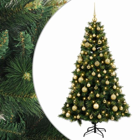 VidaXL Sztuczna choinka z bombką 210 cm 300 LED Ciepła biel