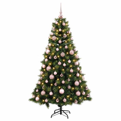 VidaXL Sztuczna choinka z bombką 210 cm 300 LED Ciepła biel