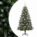 VidaXL Sztuczna choinka z bombkami 210 cm 300 LED Ciepła biel