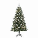 VidaXL Sztuczna choinka z bombkami 210 cm 300 LED Ciepła biel