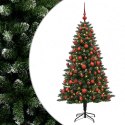 VidaXL Sztuczna choinka z bombkami 210 cm 300 LED Ciepła biel
