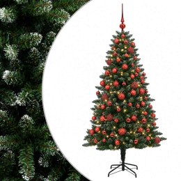 VidaXL Sztuczna choinka z bombkami 210 cm 300 LED Ciepła biel