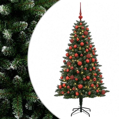 VidaXL Sztuczna choinka z bombkami 210 cm 300 LED Ciepła biel
