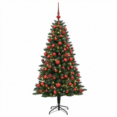 VidaXL Sztuczna choinka z bombkami 210 cm 300 LED Ciepła biel