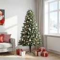 VidaXL Sztuczna choinka z bombkami 210 cm 300 LED Ciepła biel