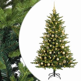 VidaXL Sztuczna choinka z bombkami 210 cm 300 LED Ciepła biel