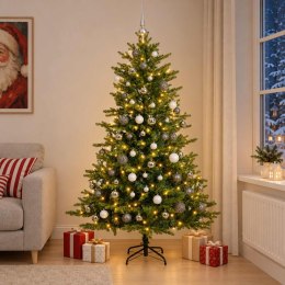 VidaXL Sztuczna choinka z bombkami 210 cm 300 LED Ciepła biel