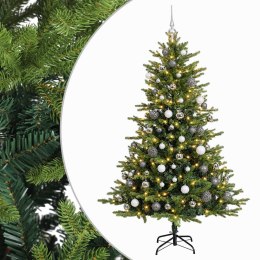 VidaXL Sztuczna choinka z bombkami 210 cm 300 LED Ciepła biel