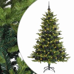 VidaXL Sztuczna choinka z bombkami 210 cm 300 LED Ciepła biel