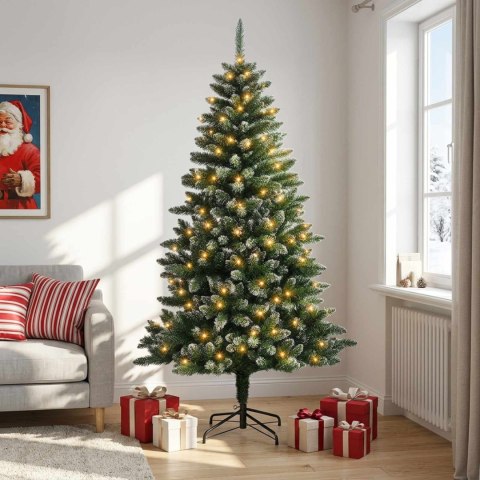 VidaXL Sztuczna choinka z zawiasami 210 cm 300 LED Ciepła biel