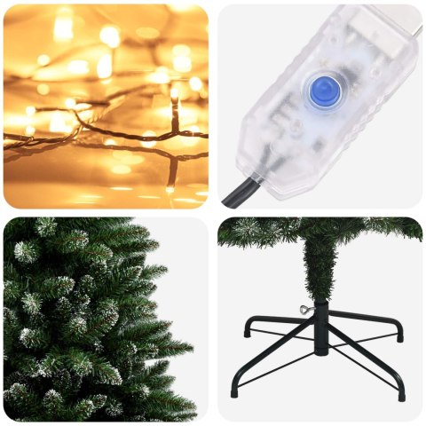 VidaXL Sztuczna choinka z zawiasami 210 cm 300 LED Ciepła biel