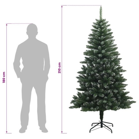 VidaXL Sztuczna choinka z zawiasami 210 cm 300 LED Ciepła biel