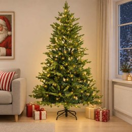 VidaXL Sztuczna choinka z zawiasami 210 cm 300 LED Ciepła biel