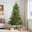 VidaXL Sztuczna choinka z zawiasami 210 cm 300 LED Ciepła biel