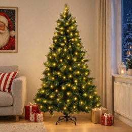 VidaXL Sztuczna choinka z zawiasami 210 cm 300 LED Ciepła biel
