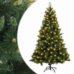 VidaXL Sztuczna choinka z zawiasami 210 cm 300 LED Ciepła biel