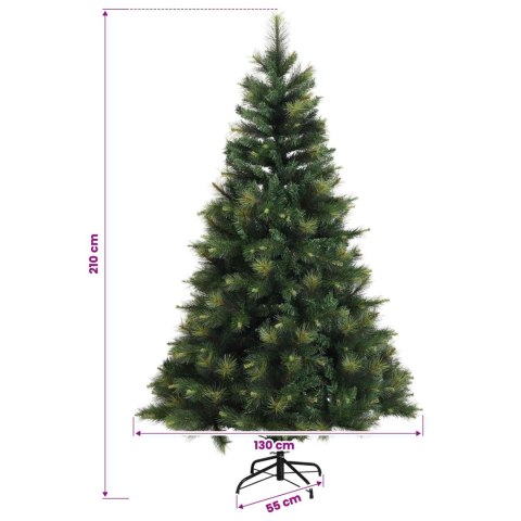 VidaXL Sztuczna choinka z zawiasami 210 cm PVC i Metal zielony