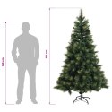 VidaXL Sztuczna choinka z zawiasami 210 cm PVC i Metal zielony