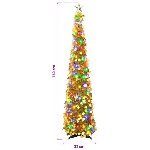 VidaXL Choinka LED pop-up z gwiazdą na czubku 150 cm 50 LED PET złoty