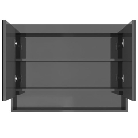 SZAFKA ŁAZIENKOWA Z LUSTREM 80X15X60CM SZARY Z POŁYSK IEM