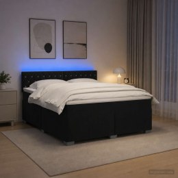 VidaXL Łóżko Box Spring z materacem i LED Czarny 180 x 200 cm Welur