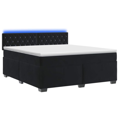 VidaXL Łóżko Box Spring z materacem i LED Czarny 180 x 200 cm Welur