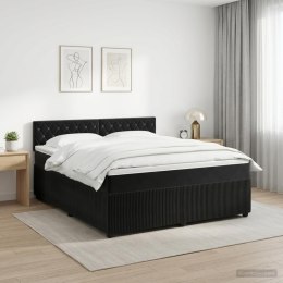 VidaXL Łóżko kontynentalne z materacem Czarny 180 x 200 cm Welur
