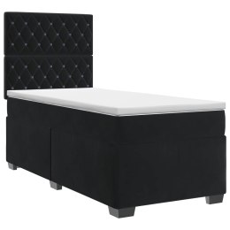 VidaXL Łóżko kontynentalne z materacem Czarny 90 x 200 cm Welur