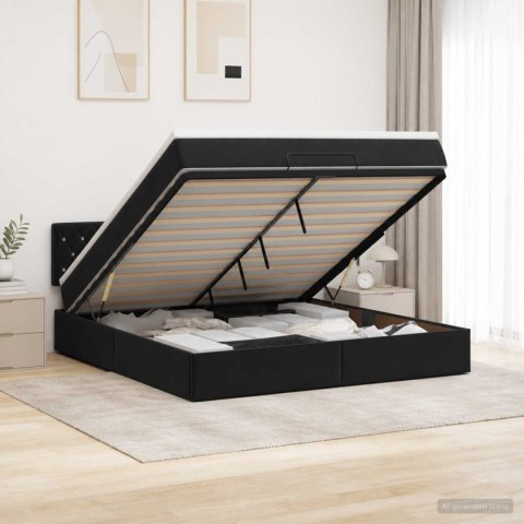 VidaXL Łóżko ottoman z materacem Czarny 180 x 200 cm Welur