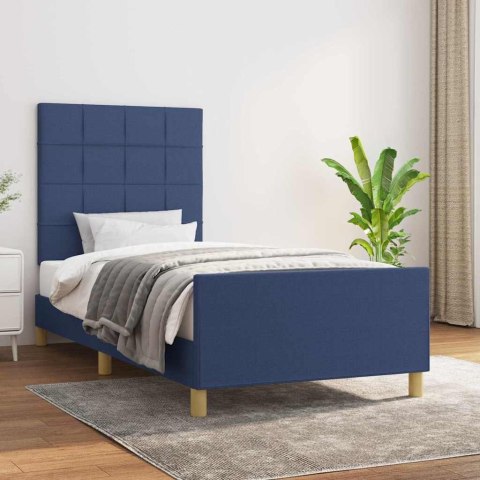 VidaXL Rama łóżka bez materaca Niebieska 90x190 cm Tkanina