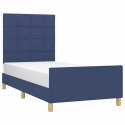 VidaXL Rama łóżka bez materaca Niebieska 90x190 cm Tkanina