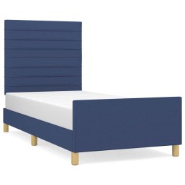 VidaXL Rama łóżka bez materaca Niebieska 90x190 cm Tkanina