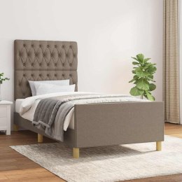VidaXL Rama łóżka bez materaca, taupe, 100x200 cm, obita tkaniną