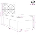 VidaXL Łóżko kontynentalne z materacem Czarny 90 x 190 cm Welur