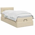 VidaXL Łóżko ottoman z materacem kremowy 90 x 200 cm tkanina