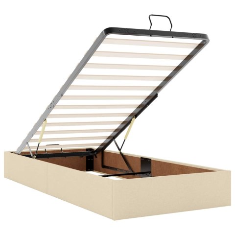 VidaXL Łóżko ottoman z materacem kremowy 90 x 200 cm tkanina