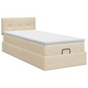 VidaXL Łóżko ottoman z materacem kremowy 90 x 200 cm tkanina