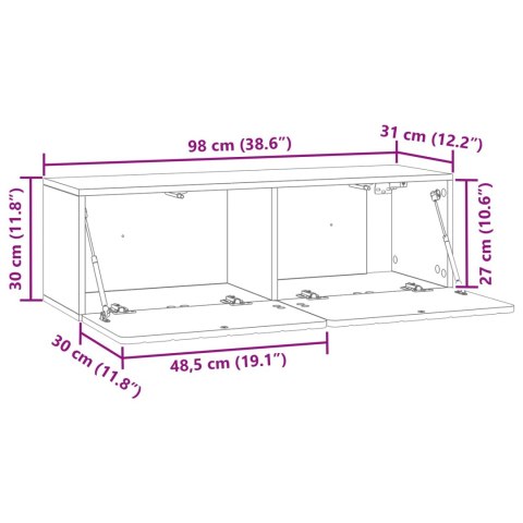 VidaXL Szafka RTV montowana na ścianie 98 x 31 x 30 cm Stare drewno