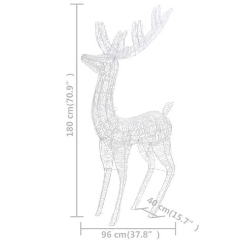 VidaXL Świąteczny renifer, akryl, 250 zimnych białych LED, 180 cm