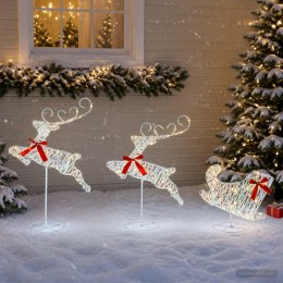 VidaXL Świąteczny renifer z saniami 3 szt. 72 LED Ciepła biel