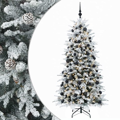 VidaXL Sztuczna choinka z bombką 210 cm 300 LED Ciepła biel PE i PVC