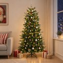 VidaXL Sztuczna choinka z bombkami 210 cm 300 LED Ciepła biel PE i PVC