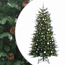 VidaXL Sztuczna choinka z bombkami 210 cm 300 LED Ciepła biel PE i PVC