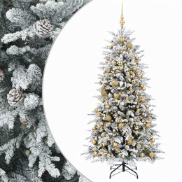 VidaXL Sztuczna choinka z bombką 210 cm 300 LED Ciepła biel PE i PVC