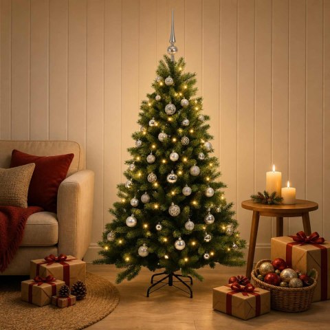 VidaXL Sztuczna choinka z bombkami 120 cm 150 LED Ciepła biel
