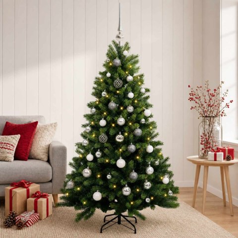 VidaXL Sztuczna choinka z bombkami 120 cm 150 LED Ciepła biel